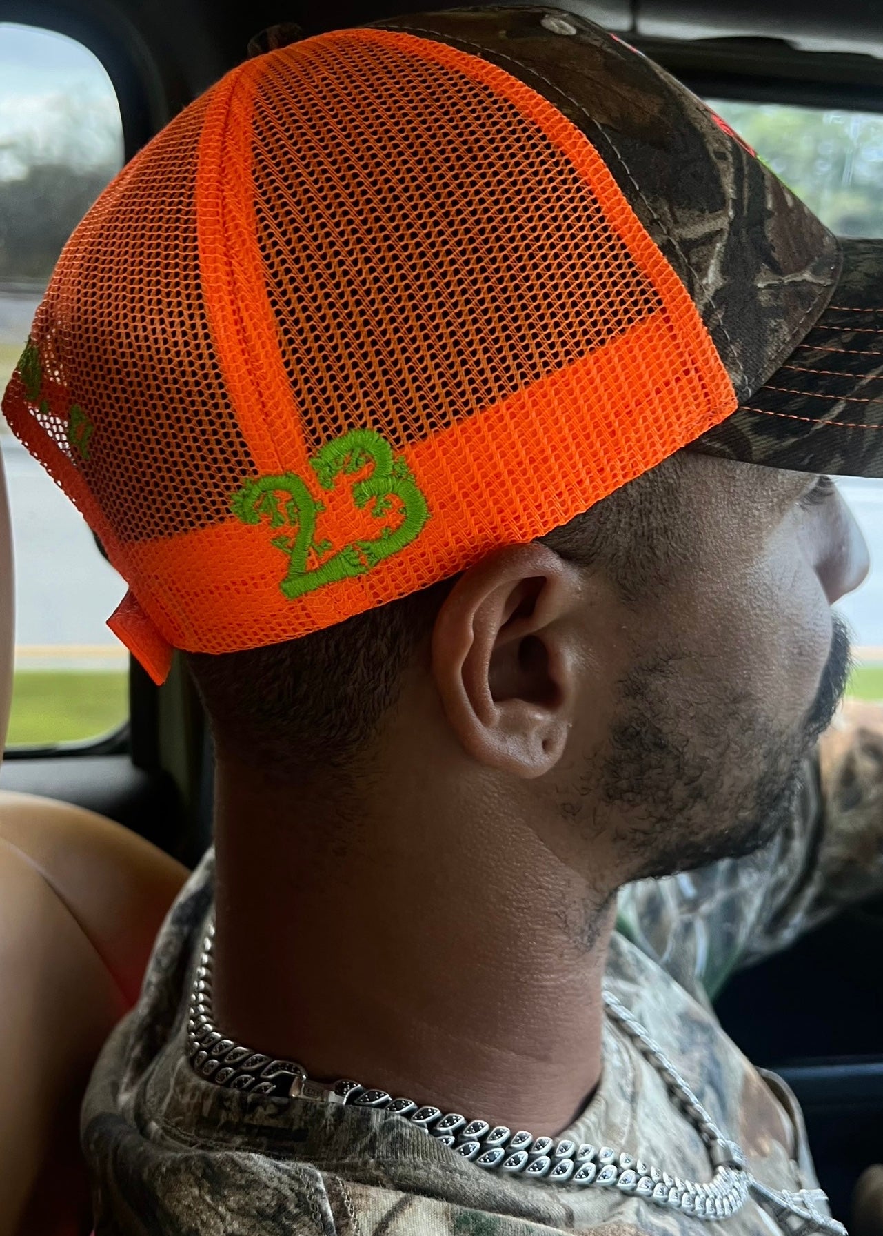 Realtree Camo HatStructured Camouflage Mesh Back Cap - Realtree Xtra/Neon Orange