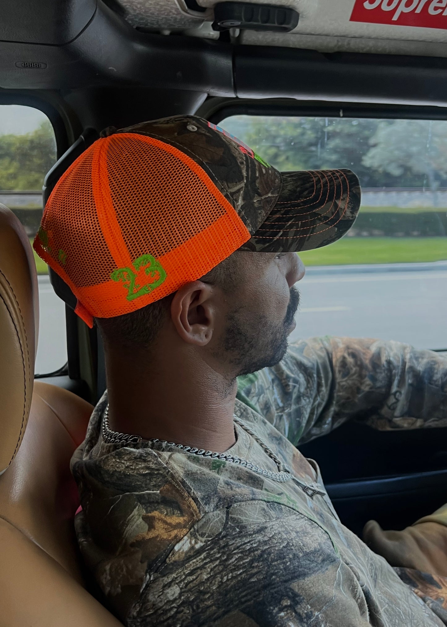 Realtree Camo HatStructured Camouflage Mesh Back Cap - Realtree Xtra/Neon Orange