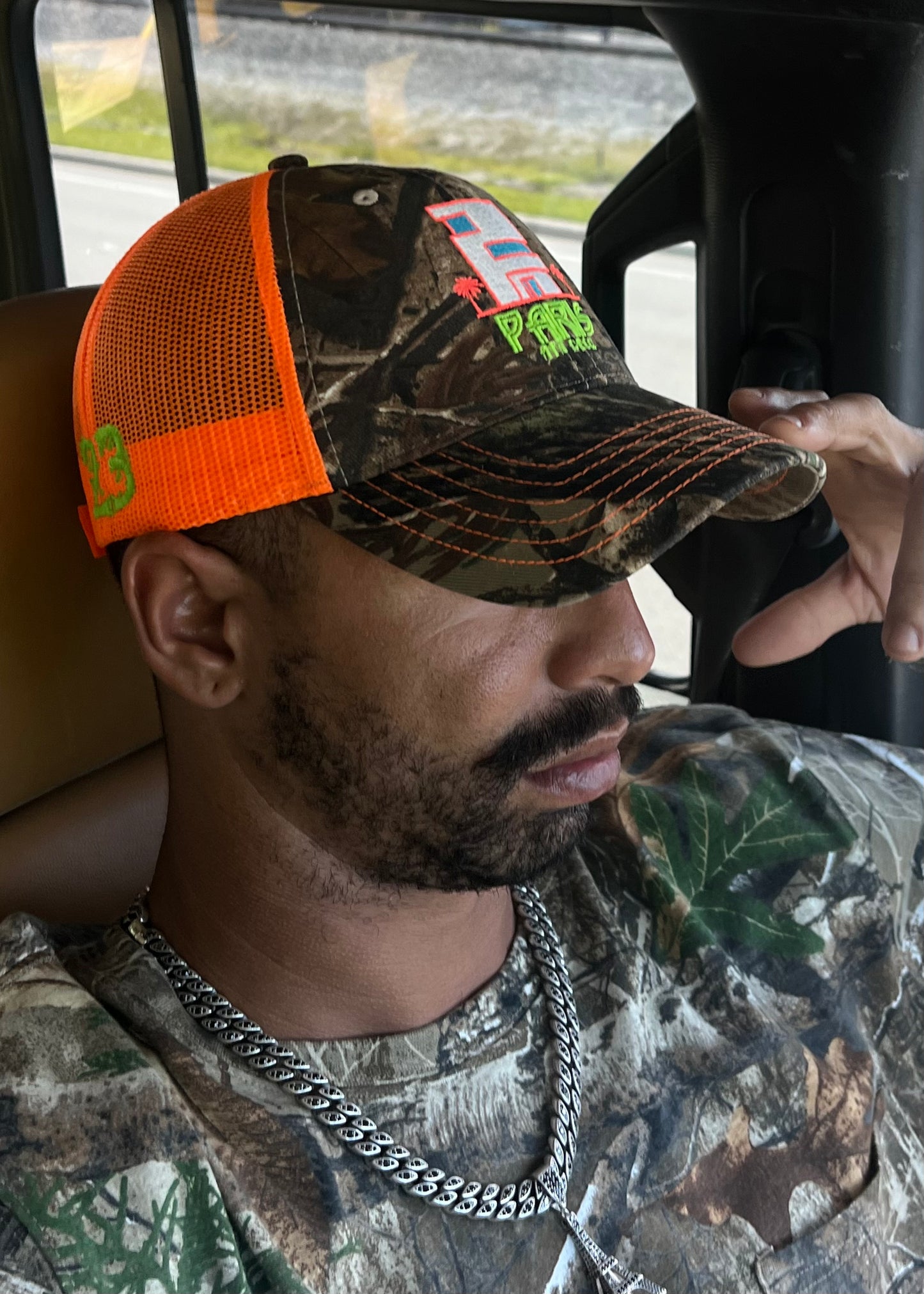 Realtree Camo HatStructured Camouflage Mesh Back Cap - Realtree Xtra/Neon Orange